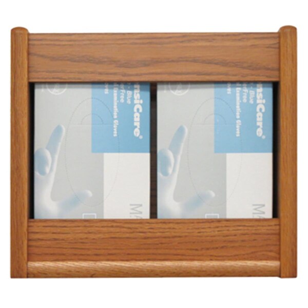 Wooden Mallet 2 Pocket Glove and Tissue Box Holder in Medium Oak - Rectangle WO599310 - main